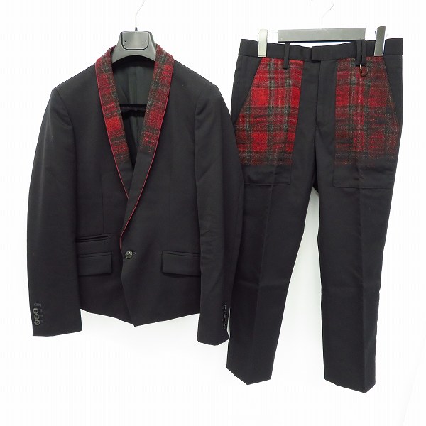 実際に弊社で買取させて頂いたDIET BUTCHER SLIM SKIN/ダイエットブッチャー テーラードカラーチェック切替1B スーツ セットアップ/1
