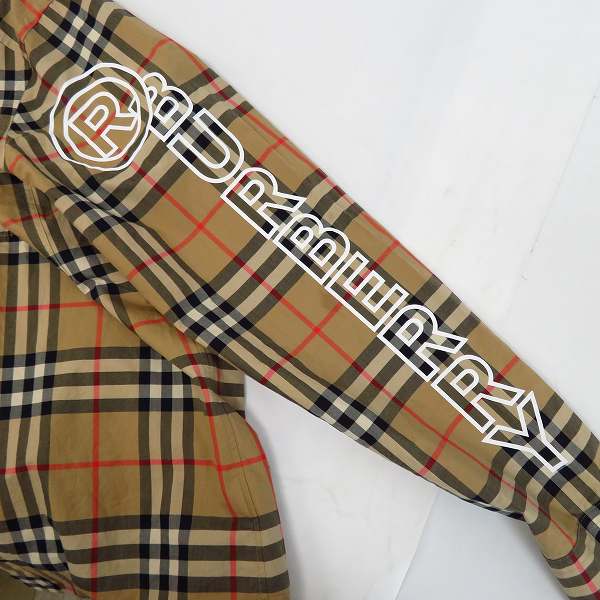 実際に弊社で買取させて頂いたBURBERRY/バーバリー ロゴプリント ヴィンテージチェック コットンポプリン シャツ 8029878/Mの画像 7枚目