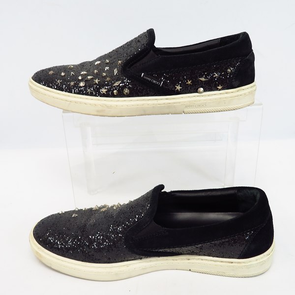 実際に弊社で買取させて頂いたJimmy Choo/ジミーチュウ スタッズ スリッポン/ブラック/41の画像 3枚目