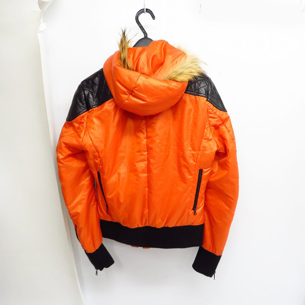 実際に弊社で買取させて頂いたato/アトウ レザー切替え 中綿ジャケット オレンジ/46の画像 1枚目