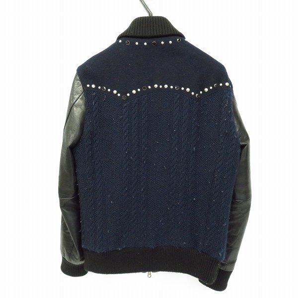 実際に弊社で買取させて頂いたDIET BUTCHER SLIM SKIN/ダイエットブッチャースリムスキン 12AW レザースリーブ ニットブルゾン 1　の画像 1枚目