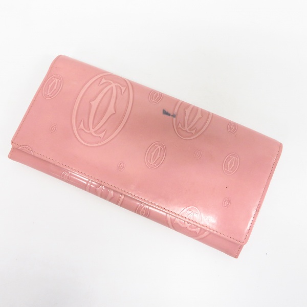 実際に弊社で買取させて頂いたCartier/カルティエ ハッピーバースデー エナメルレザー 二つ折り長財布 ピンク