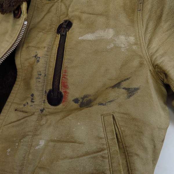 実際に弊社で買取させて頂いたblue blue/ブルーブルー デッキ ジャケット USED加工 ペンキ加工 裏ボア 2の画像 6枚目