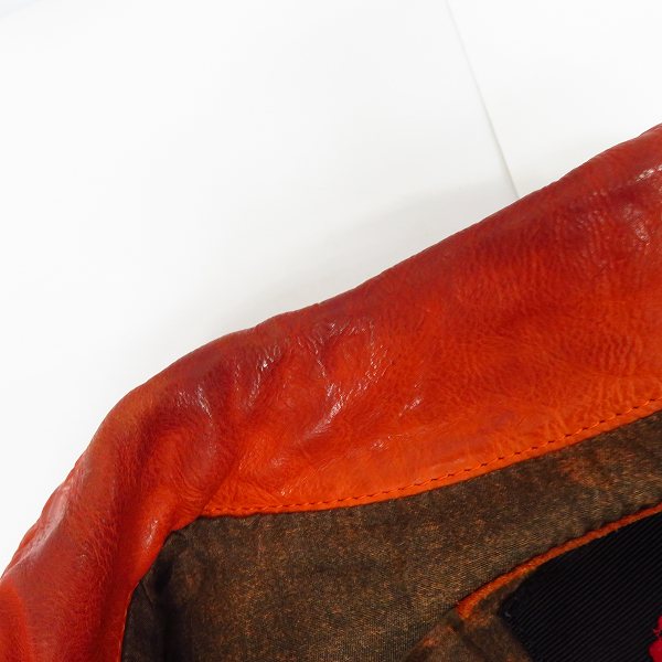 実際に弊社で買取させて頂いたBACKLASH×MAXSIX/バックラッシュ×マックスシックス ジャパンカーフ製品染め襟付き レザージャケット/1498-02/XLの画像 6枚目