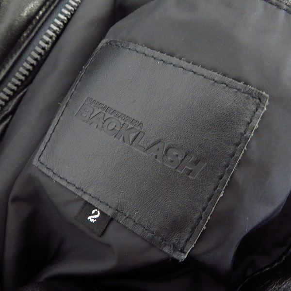 実際に弊社で買取させて頂いた BACKLASH/バックラッシュ 羊革 レザーダウンライダース 1107-01/2の画像 2枚目