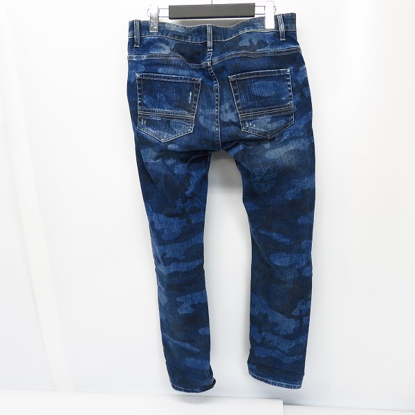 実際に弊社で買取させて頂いたHYDROGEN/ハイドロゲン ダメージ加工 カモフラ インディゴ デニムパンツ ジーンズ 30の画像 1枚目