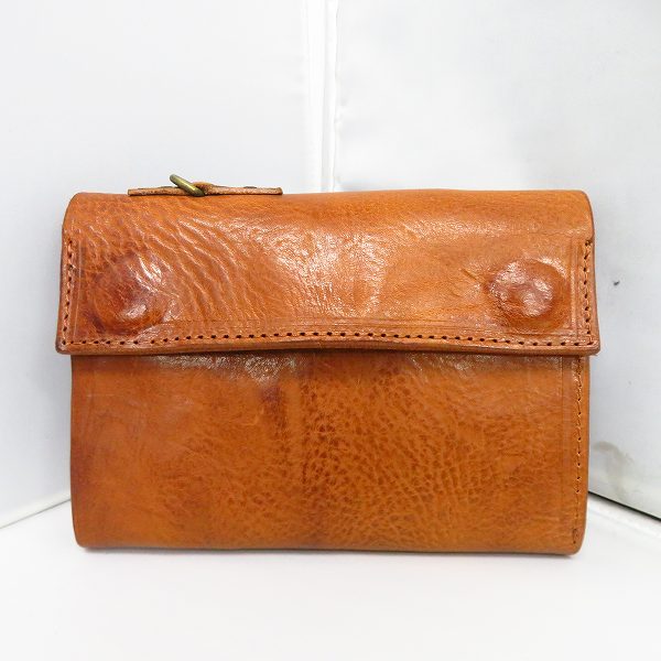 実際に弊社で買取させて頂いたISAMU KATAYAMA BACKLASH/バックラッシュ イタリアンショルダー 製品染めアンティーク加工ウォレット 480-01 