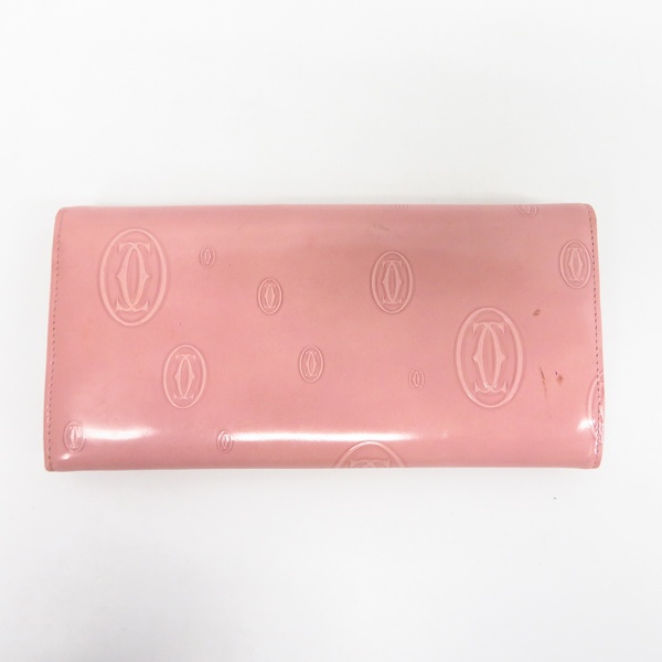 実際に弊社で買取させて頂いたCartier/カルティエ ハッピーバースデー エナメルレザー 二つ折り長財布 ピンクの画像 2枚目
