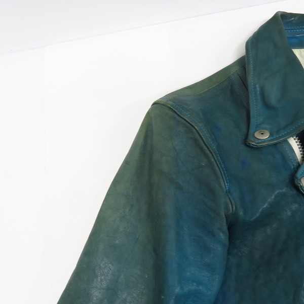 実際に弊社で買取させて頂いたBACKLASH/バックラッシュ ベルギーショルダー製品染め ダブルライダース 1447-02/Lの画像 5枚目