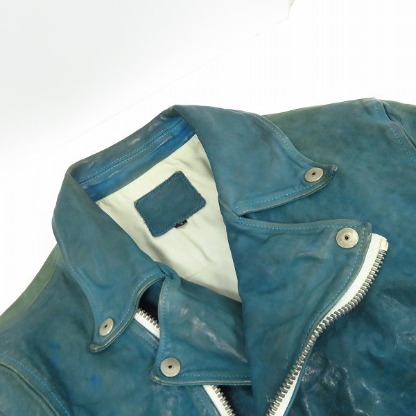 実際に弊社で買取させて頂いたBACKLASH/バックラッシュ ベルギーショルダー製品染め ダブルライダース 1447-02/Lの画像 4枚目