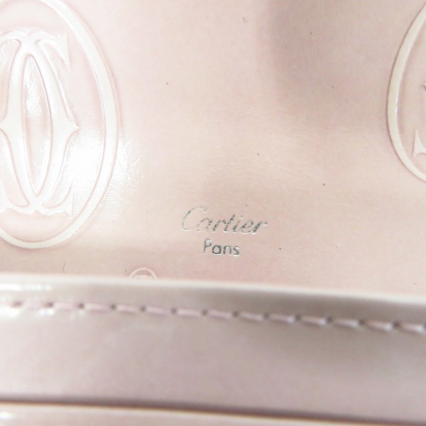 実際に弊社で買取させて頂いたCartier/カルティエ ハッピーバースデー エナメルレザー 二つ折り長財布 ピンクの画像 7枚目