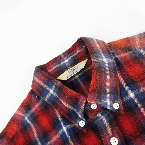 実際に弊社で買取させて頂いたEDIFICE/エディフィス チェック柄 ロングスリーブ ロングスリーブ シャツ 46の画像 5枚目