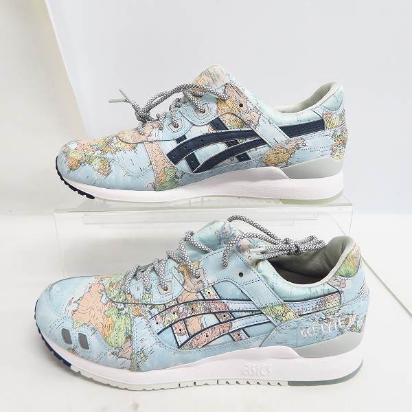 実際に弊社で買取させて頂いた【未使用】ASICS TIGER/アシックスタイガー× ATMOS/アトモス  GEL-LYTE III WORLD MAP SKY/PCT/世界地図 1191A197-400/28.5の画像 3枚目