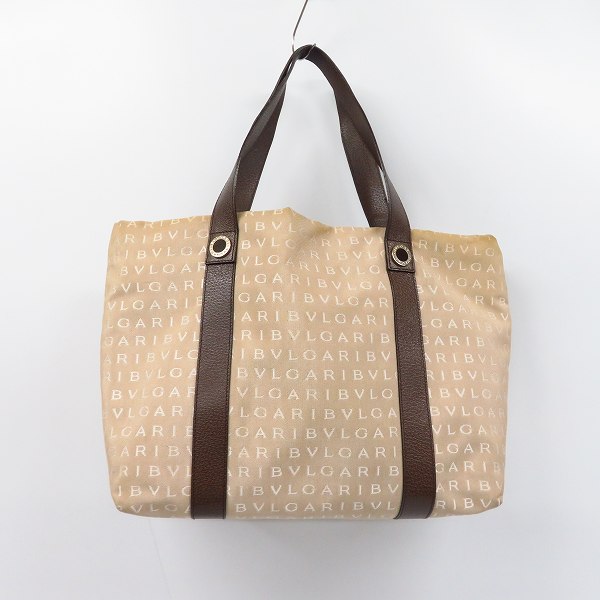 実際に弊社で買取させて頂いたBVLGARI/ブルガリ ロゴマニア トートバッグ キャンバス×レザー SV金具 ミニポーチ付の画像 1枚目