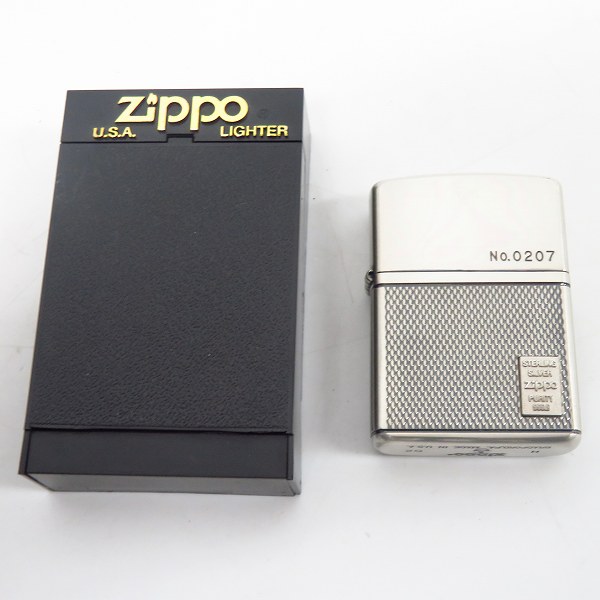 実際に弊社で買取させて頂いたZIPPO/ジッポー PURITY 999.9 スターリングシルバープレート付 Armor/アーマーケース 2002年製の画像 7枚目