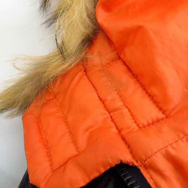 実際に弊社で買取させて頂いたato/アトウ レザー切替え 中綿ジャケット オレンジ/46の画像 7枚目