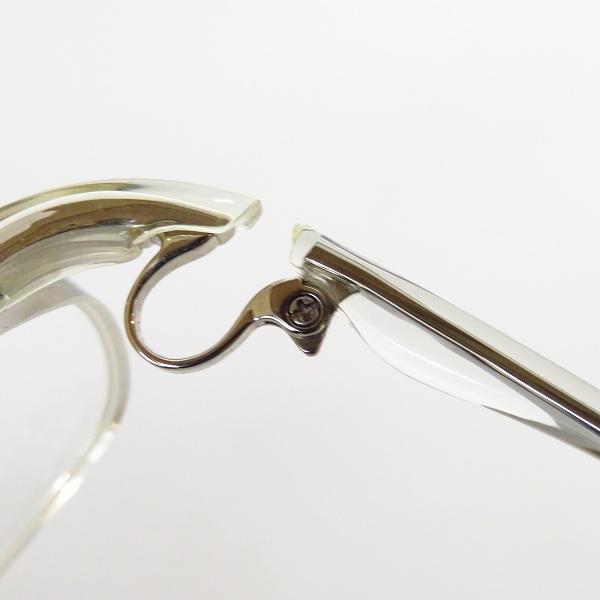 実際に弊社で買取させて頂いた999.9/フォーナインズ ハーフリム 度入りメガネ 眼鏡フレーム クリア M-18 2000の画像 6枚目