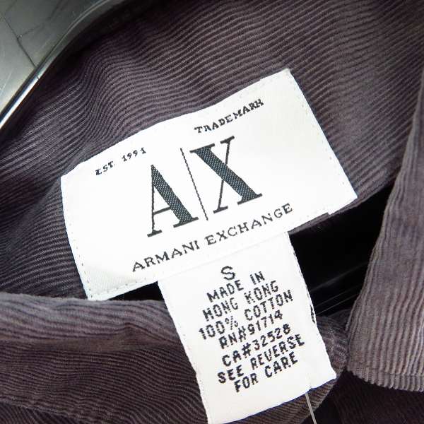 実際に弊社で買取させて頂いたARMANI EXCHANGE/アルマーニエクスチェンジ 裾ロゴ コーデュロイ長袖シャツ Sの画像 2枚目