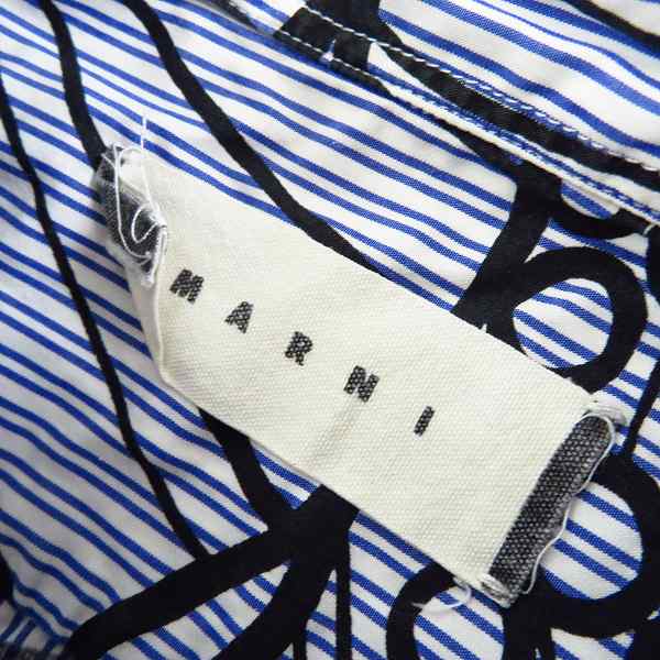 実際に弊社で買取させて頂いたMARNI/マルニ ストライプ総柄L/Sシャツ/44の画像 2枚目