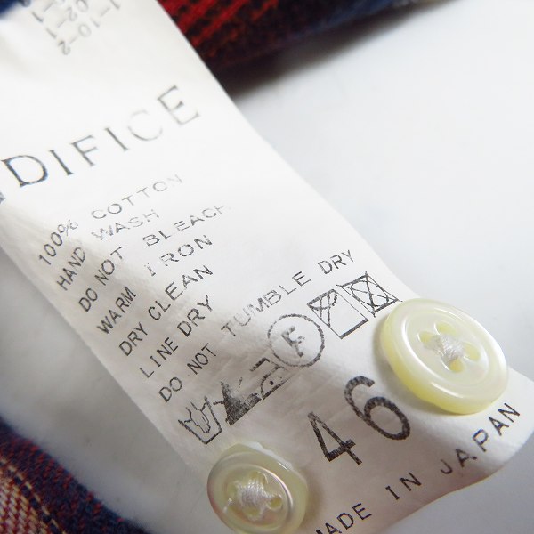 実際に弊社で買取させて頂いたEDIFICE/エディフィス チェック柄 ロングスリーブ ロングスリーブ シャツ 46の画像 3枚目