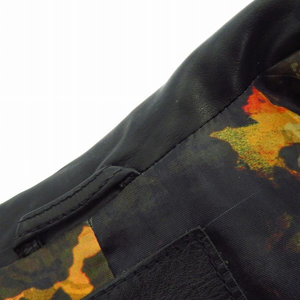 実際に弊社で買取させて頂いたBACKLASH/バックラッシュ GUIDI グイディ ベビーカーフ製品染め レザーシングルジャケット 1636-04/Lの画像 5枚目