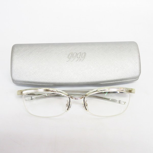 実際に弊社で買取させて頂いた999.9/フォーナインズ ハーフリム 度入りメガネ 眼鏡フレーム クリア M-18 2000の画像 8枚目