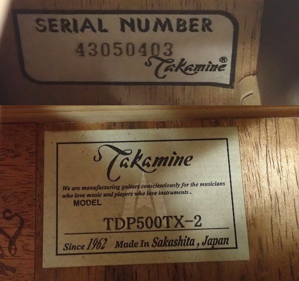 実際に弊社で買取させて頂いた★【難あり】Takamine/タカミネ TDP500TX-2 エレアコ/アコースティックギター ハードケース付の画像 4枚目