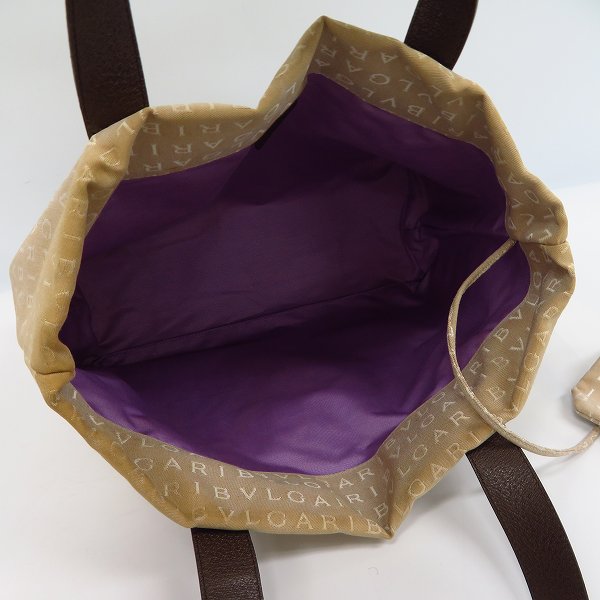 実際に弊社で買取させて頂いたBVLGARI/ブルガリ ロゴマニア トートバッグ キャンバス×レザー SV金具 ミニポーチ付の画像 3枚目