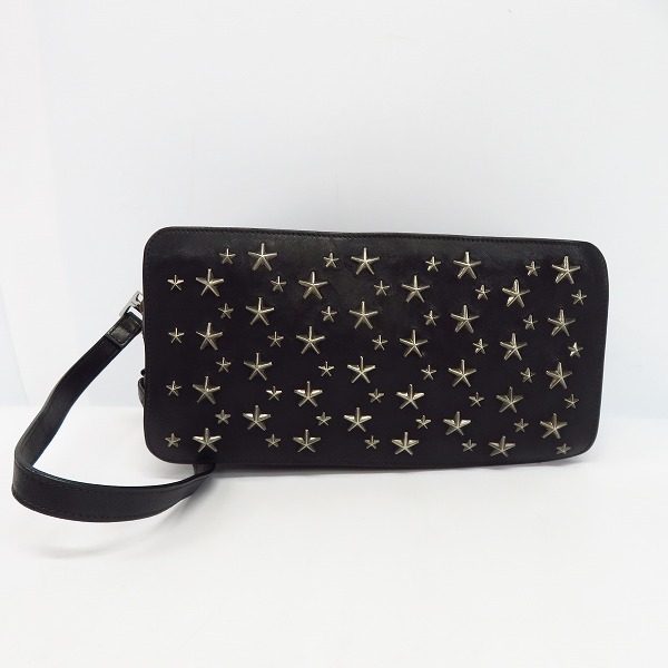 実際に弊社で買取させて頂いたJimmy Choo/ジミーチュウ スタースタッズ ハンドバッグ/ポーチ/ブラックの画像 1枚目