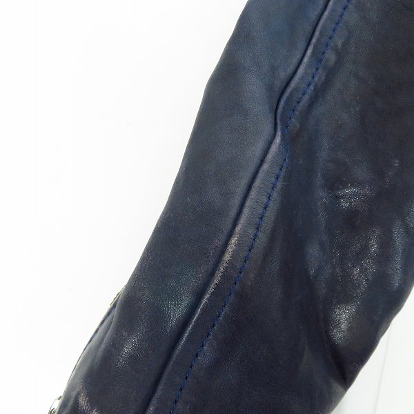 実際に弊社で買取させて頂いたBACKLASH/バックラッシュ イタリーホースレザー ダブルライダース 1670-03/Lの画像 6枚目