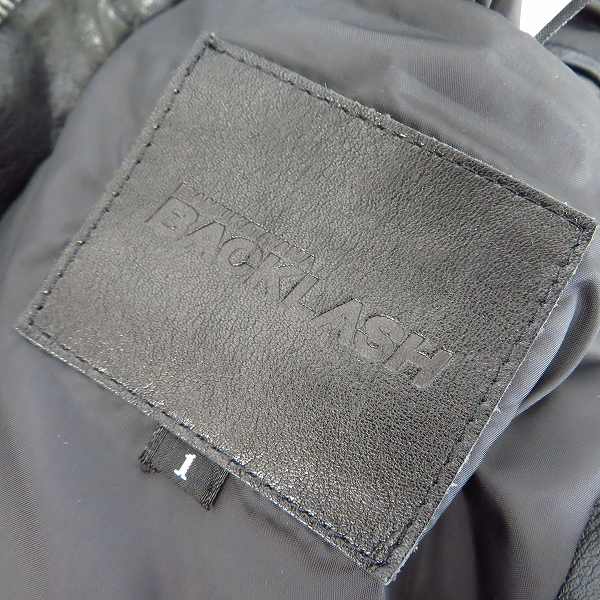 実際に弊社で買取させて頂いたBACKLASH/バックラッシュ カウレザー ダウン ジャケット 1153-02 Size：1(S)の画像 2枚目