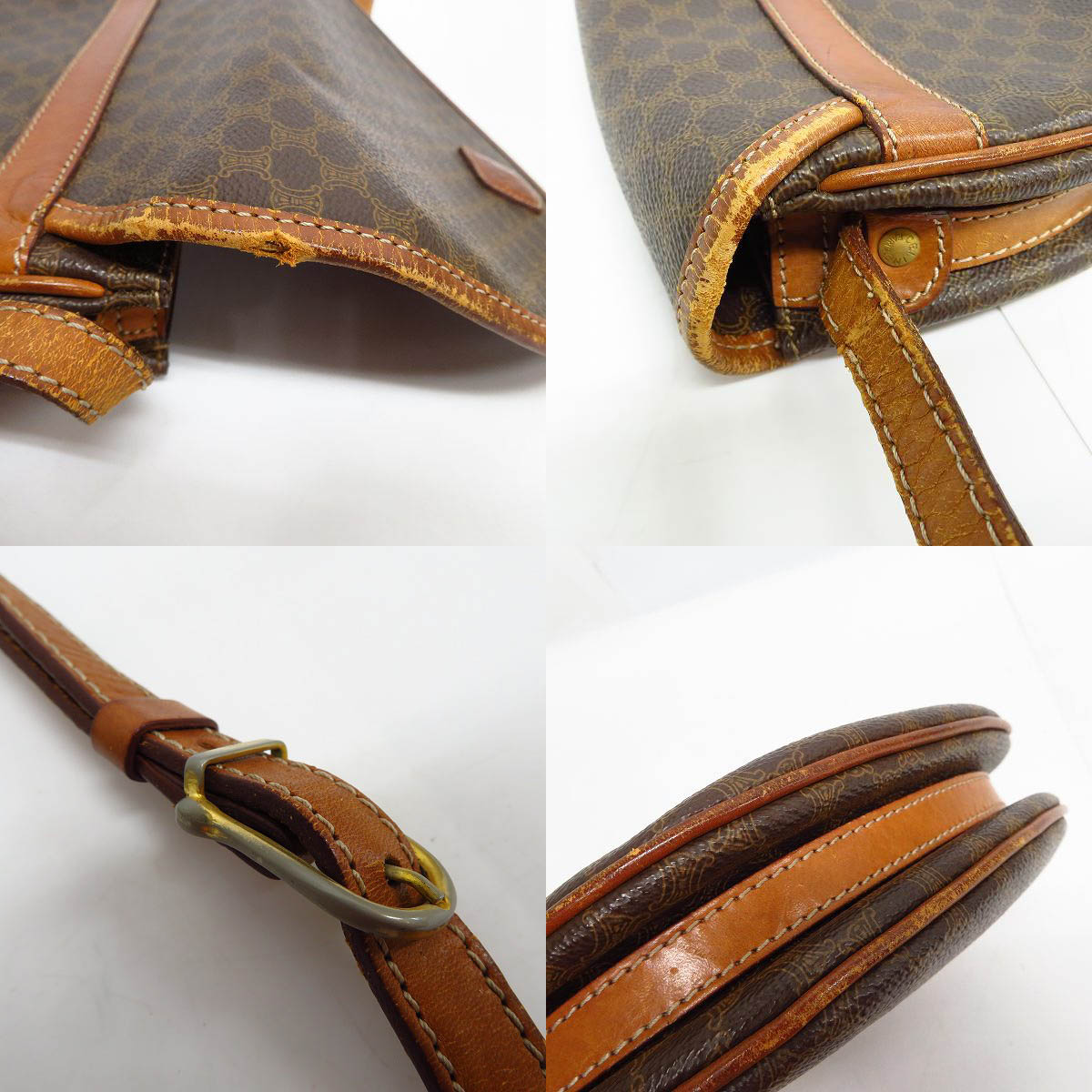 実際に弊社で買取させて頂いたCELINE/セリーヌ マカダム柄  レザーショルダーバッグ　の画像 7枚目