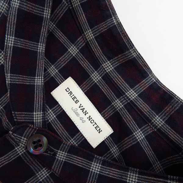 実際に弊社で買取させて頂いたDries Van Noten/ドリスヴァンノッテン  チェック柄 ノーカラー長袖シャツ/44の画像 2枚目