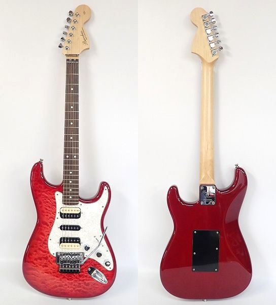 実際に弊社で買取させて頂いた★Bacchus/バッカス BST-70s/HSH/FRT STR/シースルーレッド ストラトキャスターType ソフトケース付の画像 2枚目