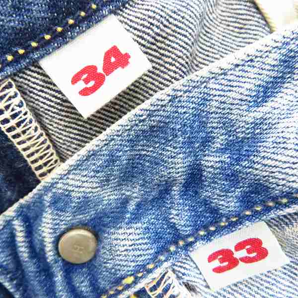 実際に弊社で買取させて頂いたBLUE BLUE/ブルーブルー ストレートデニムパンツ/33/34 2点セットの画像 4枚目