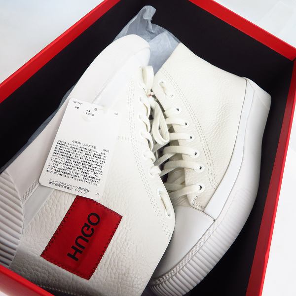 実際に弊社で買取させて頂いたHUGO BOSS/ヒューゴボス グレインレザー ハイカット スニーカー 50417981/39の画像 6枚目