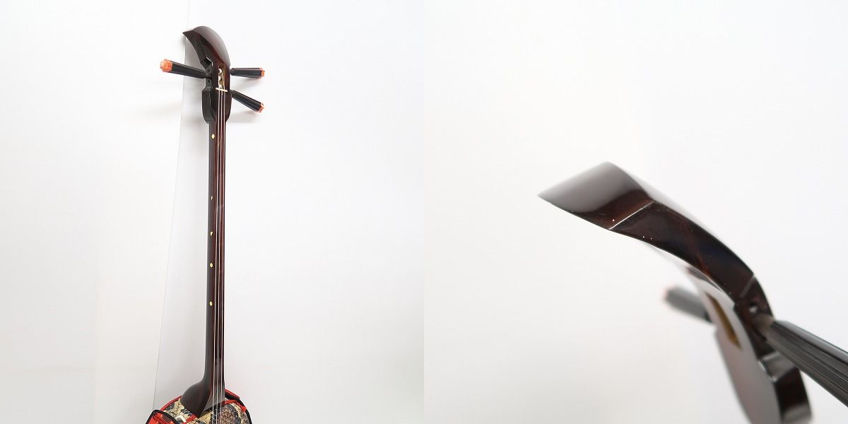 実際に弊社で買取させて頂いた★沖縄伝統楽器 三線 プリント蛇皮 和楽器の画像 3枚目