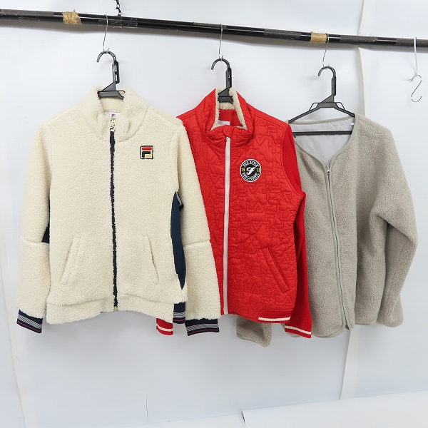 実際に弊社で買取させて頂いたFILA/フィラ GOLF 襟ボア ナイロンベスト/ボアトラックジャケット/ボアジャケット L 3点セット