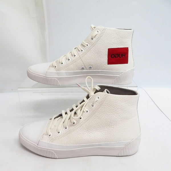 実際に弊社で買取させて頂いたHUGO BOSS/ヒューゴボス グレインレザー ハイカット スニーカー 50417981/39の画像 3枚目