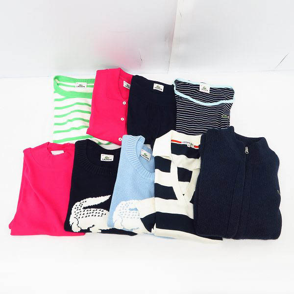 実際に弊社で買取させて頂いたLACOSTE/ラコステ レディース ゴルフウェア カットソー/ポロシャツ/ニットセーター 等 9点セット/38/40