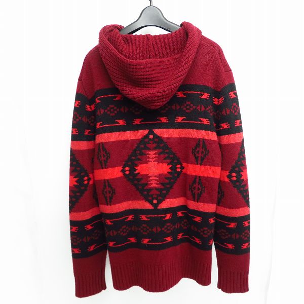 実際に弊社で買取させて頂いたAKM/エーケーエム FUKAKI MERINO WOOL ZIP HOODED/メリノウール ジップフーデッド オルテガ柄 K109-WOL017/Lの画像 1枚目