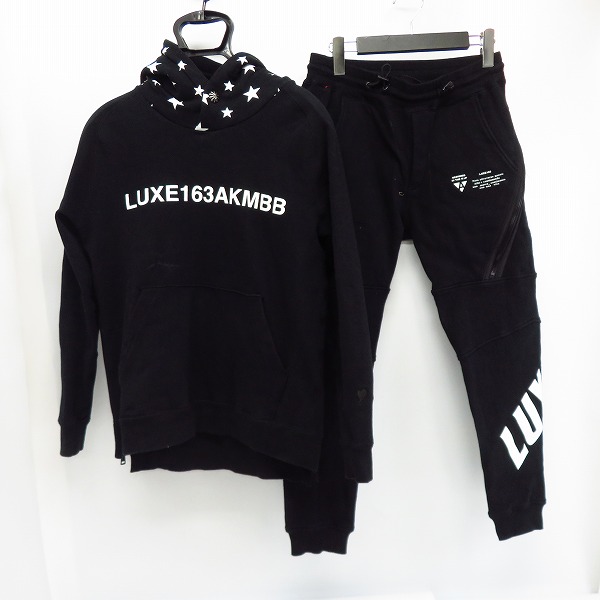 実際に弊社で買取させて頂いたAKM×BROWN BUNNY/エーケーエム×ブラウンバニー DIAGONAL ZIP BIKER COMFORT パーカー/パンツ セットアップ CNU079/S/M