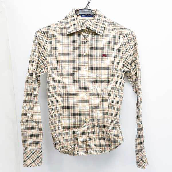 実際に弊社で買取させて頂いたBURBERRY BLUE LABEL/バーバリーブルーレーベル ホース刺繍 チェック柄長袖シャツ FE501-170-43/38