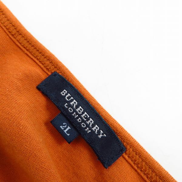 実際に弊社で買取させて頂いたBURBERRY LONDON/バーバリー ロンドン フロントチェック柄 Vネックカットソー オレンジ系 2Lの画像 2枚目