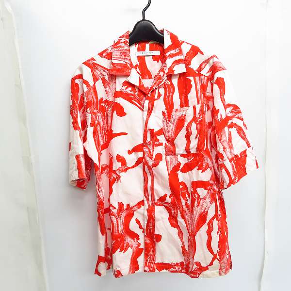 実際に弊社で買取させて頂いた【JPタグ】GIVENCHY/ジバンシィ lris Print Short Sleeve Shirt 胸ロゴ 総柄半袖シャツ BM602P10DX/37