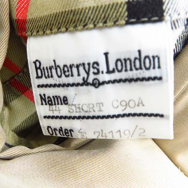実際に弊社で買取させて頂いたBurberry’s/バーバリーズ 裏地チェック柄 ステンカラーコート size：44の画像 4枚目
