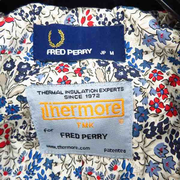 実際に弊社で買取させて頂いたFRED PERRY/フレッドペリー 裏地リバティ柄 中綿THERMORE ヴィンテージメルトン ショートピーコート/Mの画像 2枚目