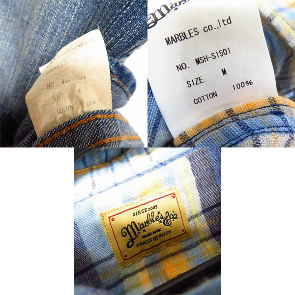 実際に弊社で買取させて頂いたMARBLES/マーブルズ チェック柄 デニム ウエスタン シャツ 長袖 M/2点セットの画像 2枚目