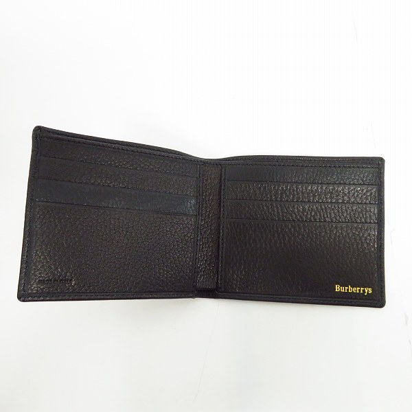 実際に弊社で買取させて頂いたBURBERRYS/バーバリーズ イタリア製 裏地チェック柄 レザー二つ折り財布の画像 4枚目