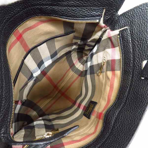 実際に弊社で買取させて頂いた【難有り】BURBERRY/バーバリー ロゴ刺繍/裏地チェック柄 トートバッグの画像 3枚目